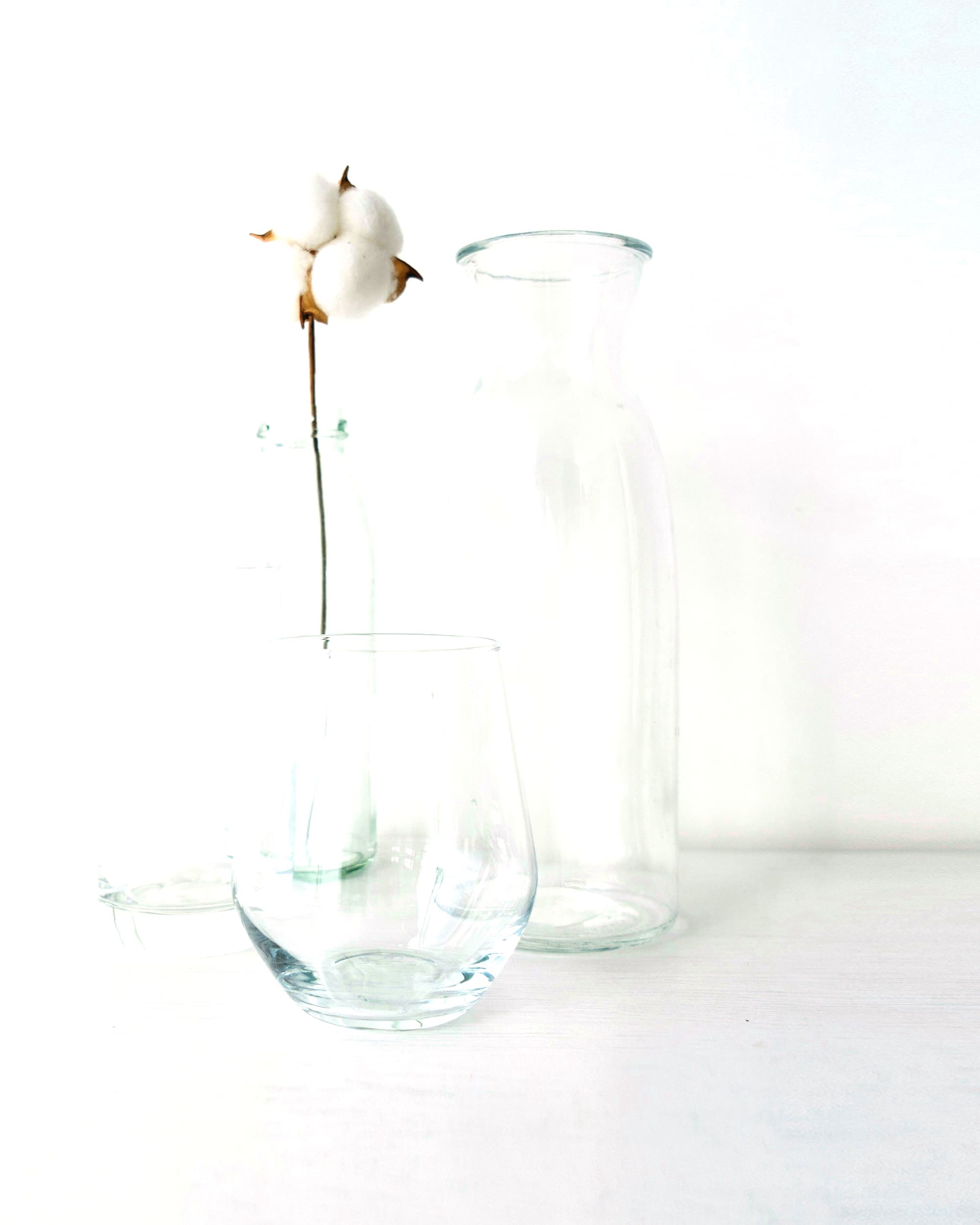Glass carafe and tumblers